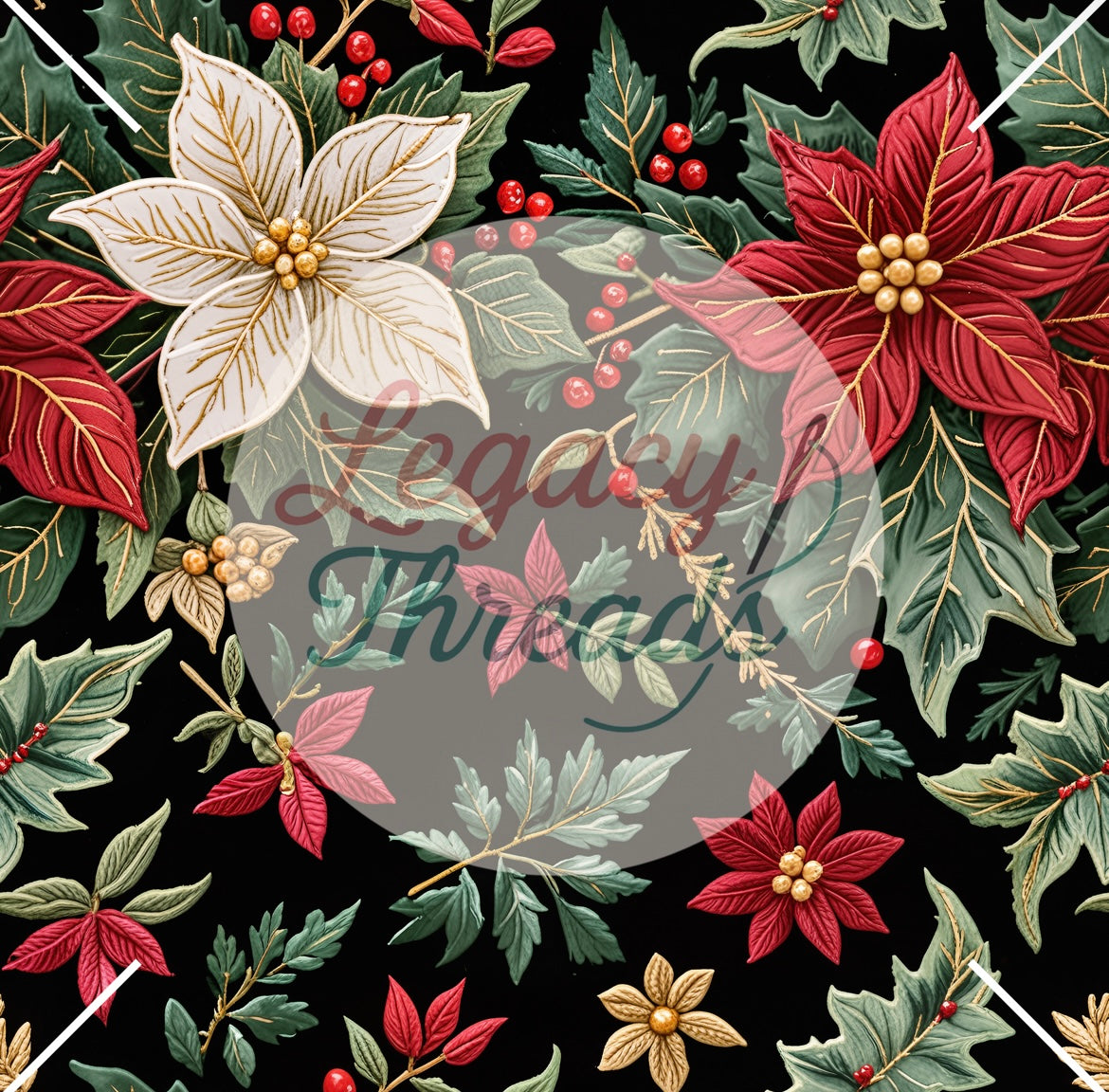 Christmas Embroider Poinsettia