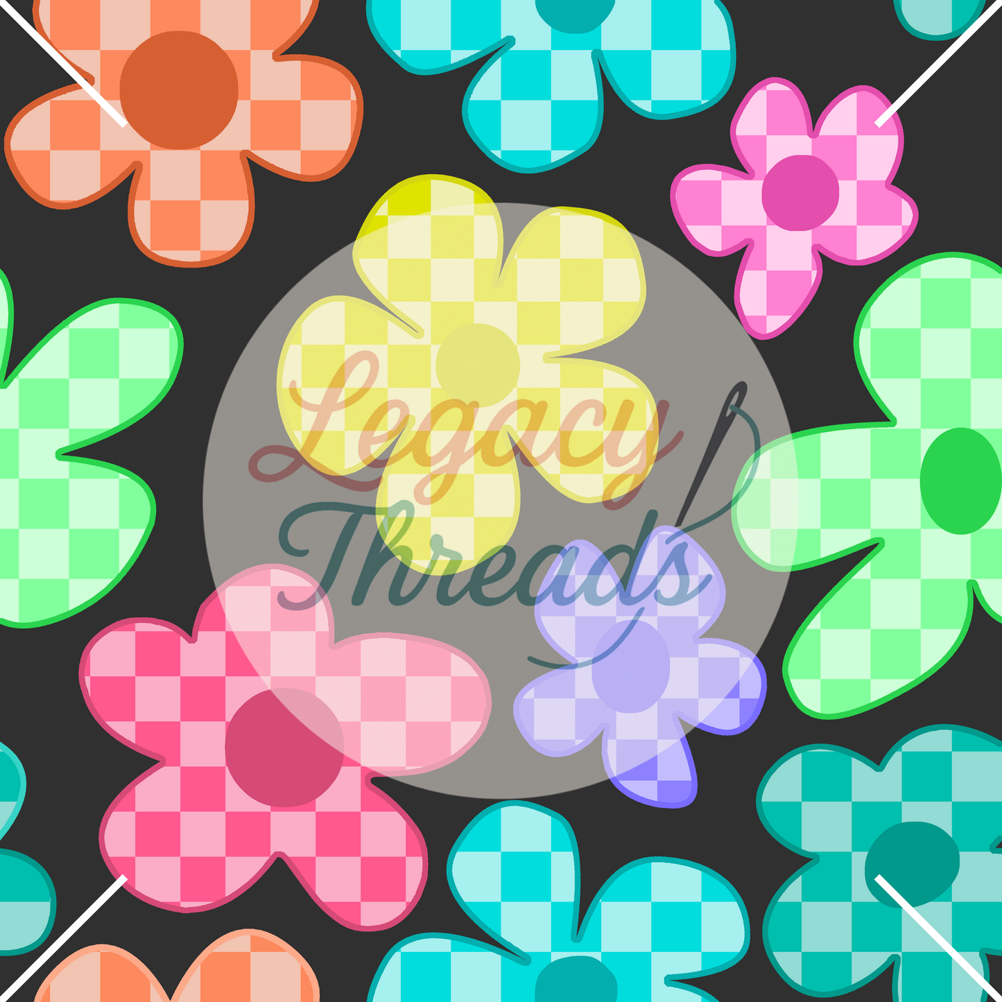 Neon Flower Checkers