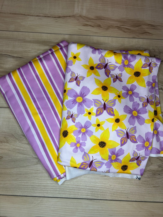 Purple & Yellow Flower / Stripes