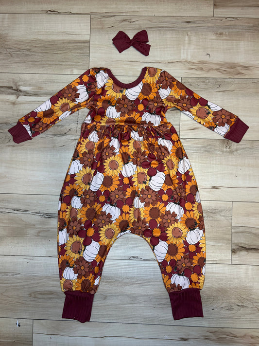 RTS - 3t Boujee Pants Romper w/pockets & Talia Bow