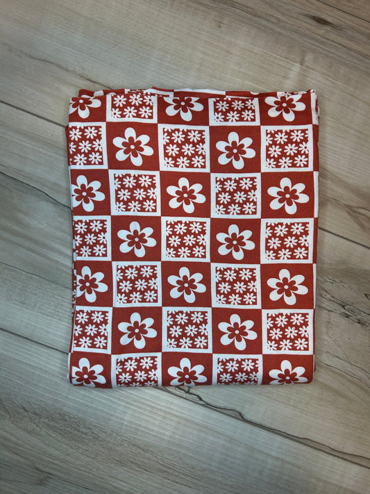 Rust Red Retro Floral