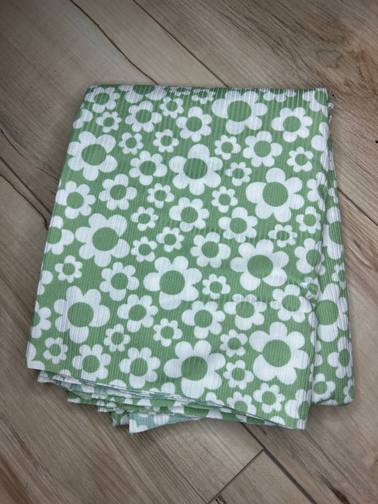Retro Light Green Floral (Ribbed)