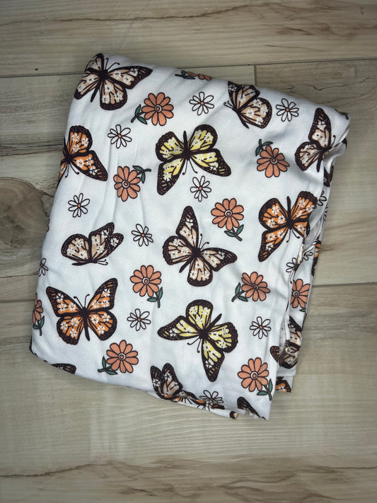 Brown Butterfly & Flowers