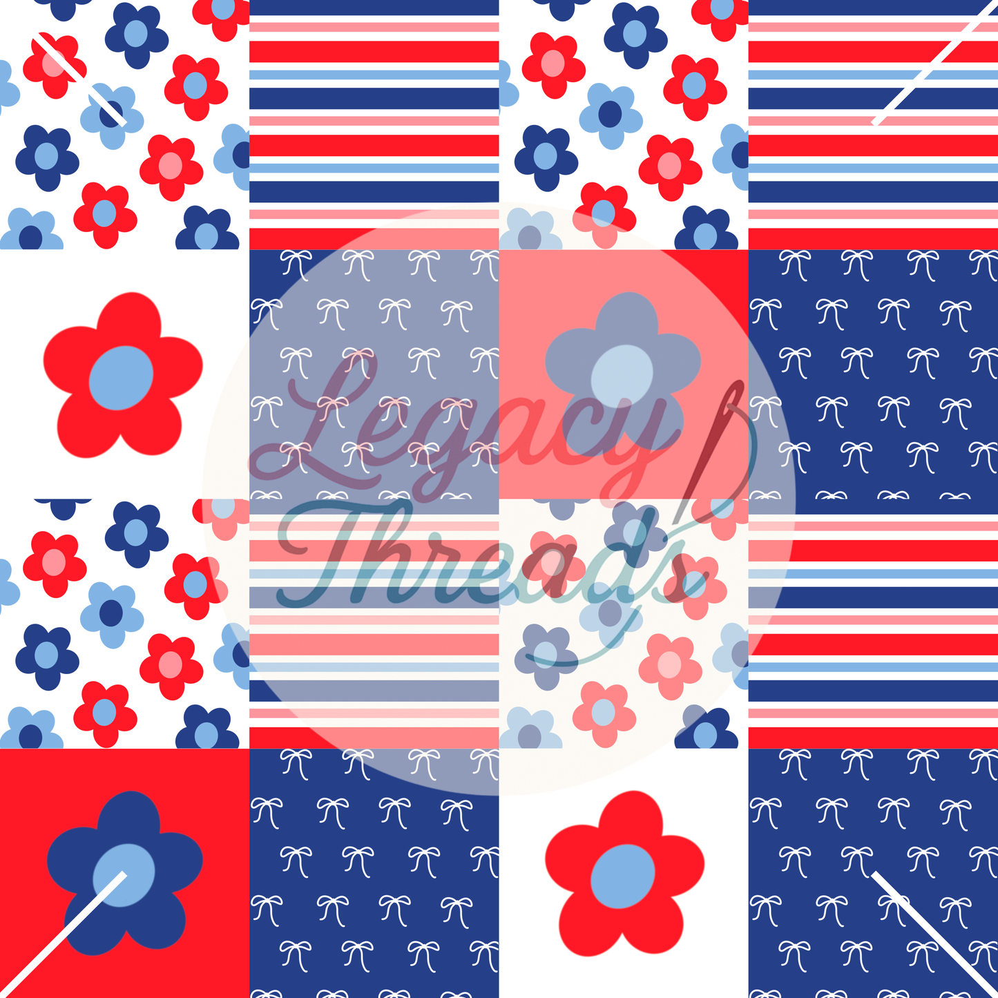 RWB Floral Squares