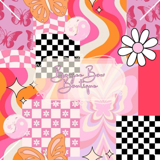 Retro Checkered & Butterfly