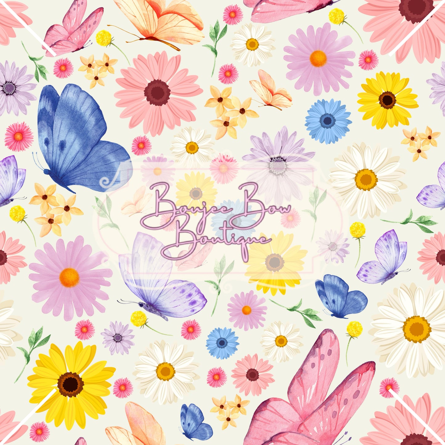 Pastel Flowers and Butterfly